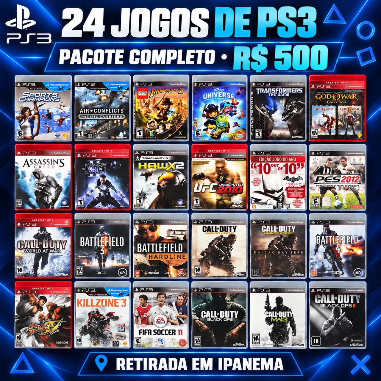 Pacote 24 jogos PS3