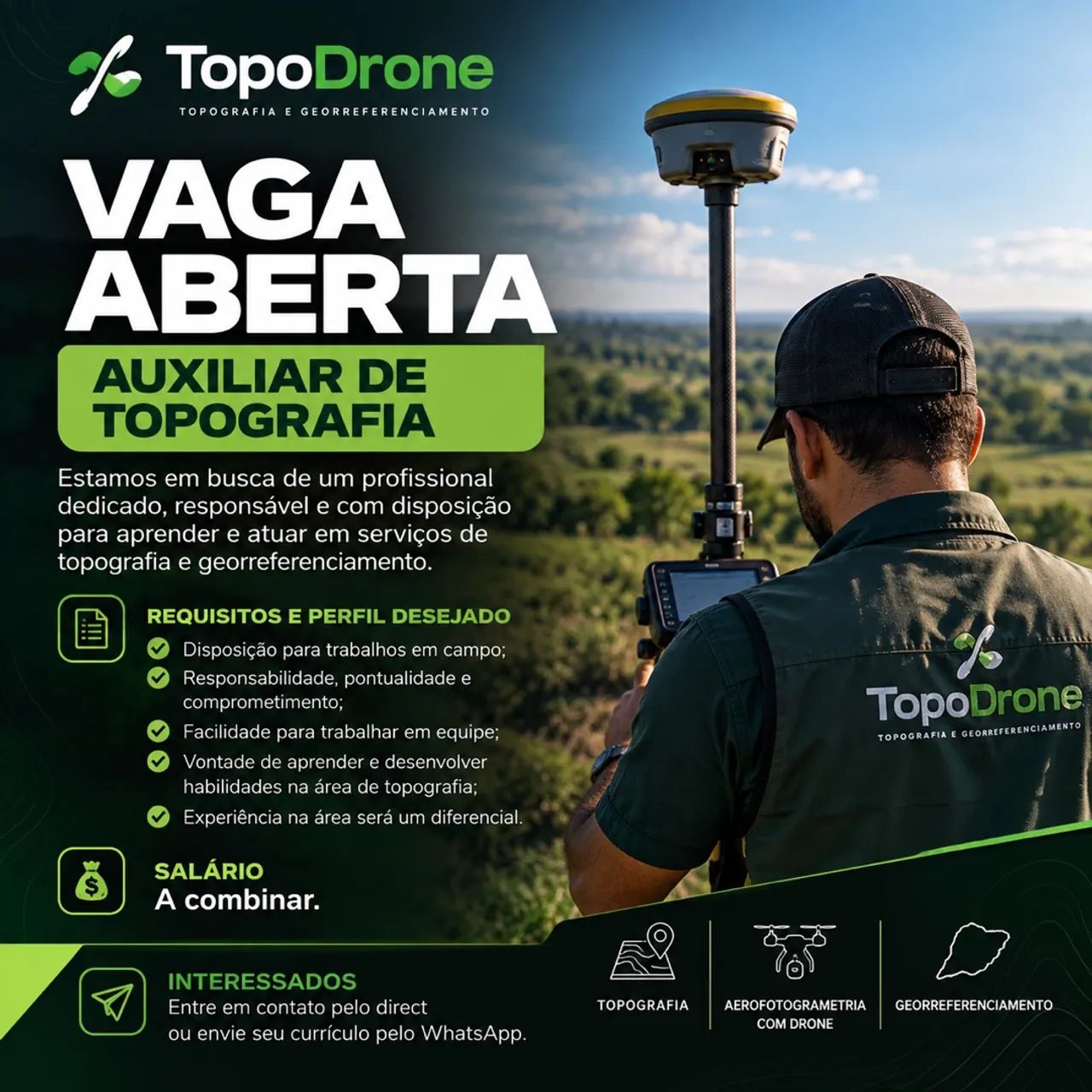 Vaga para auxiliar de topografia