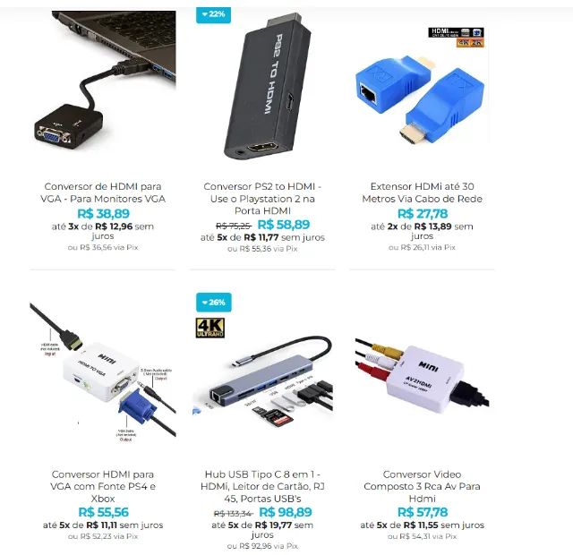 Adaptador de Vídeo: HDMi para VGA, Display Port, AV, Dvi e Muito Mais - Foto 4