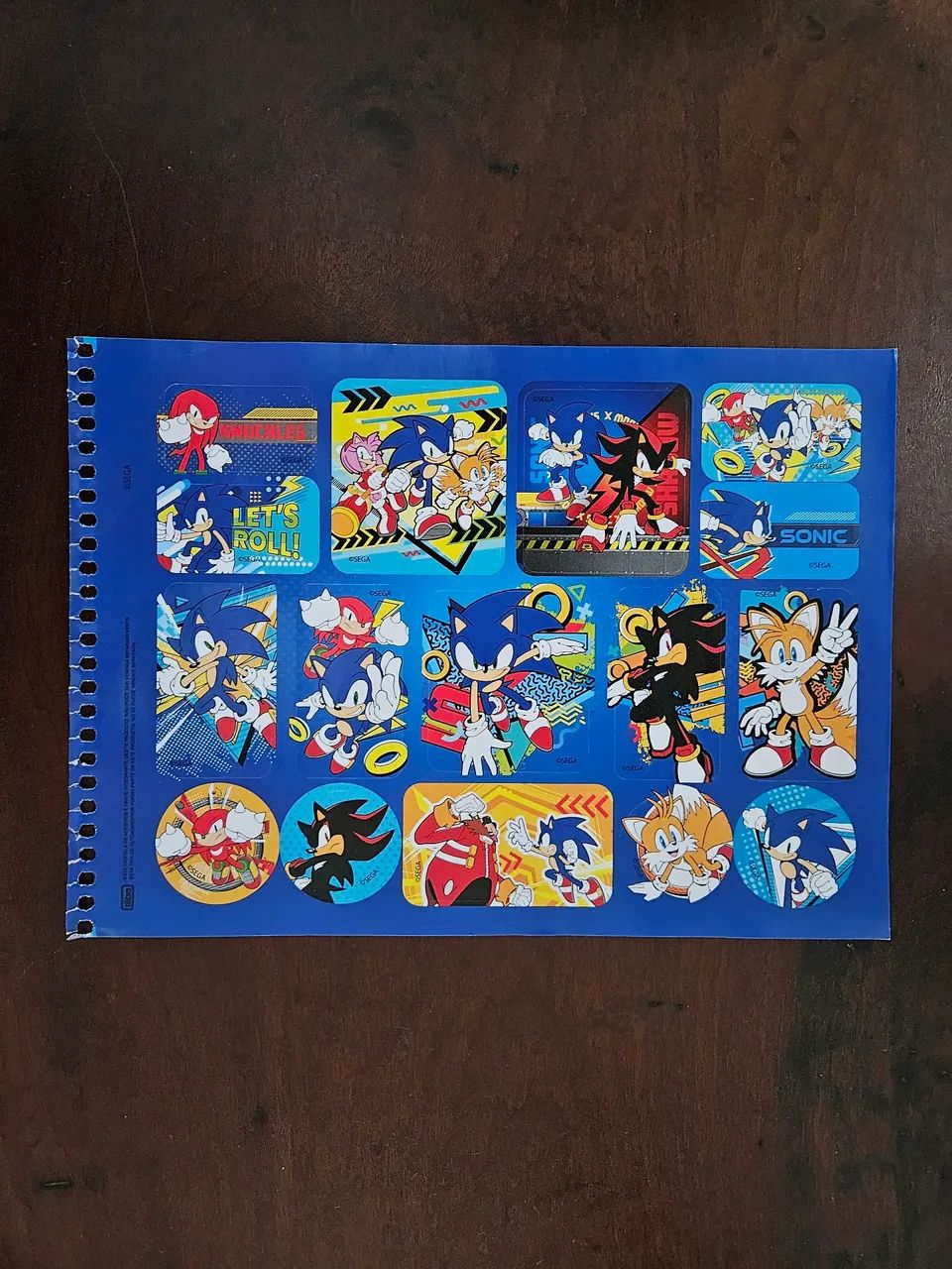 Folha de adesivos Sonic caderno