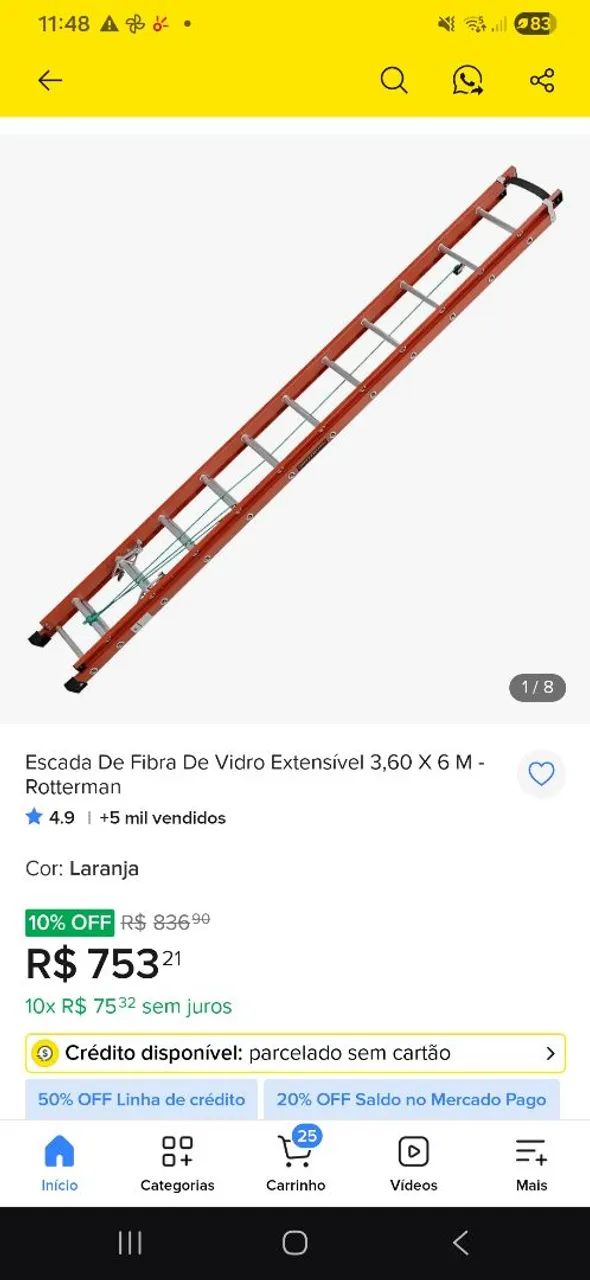 Escada de fibra 6 metros (NOVA) - Foto 2