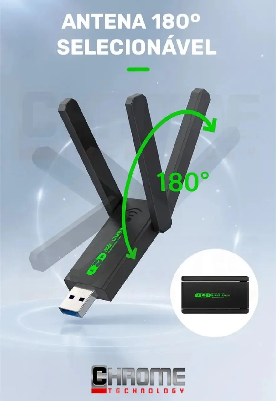 Adaptador Wi-Fi USB Dual Band Technology para e Notebook AC 1300 MBPS - Foto 4
