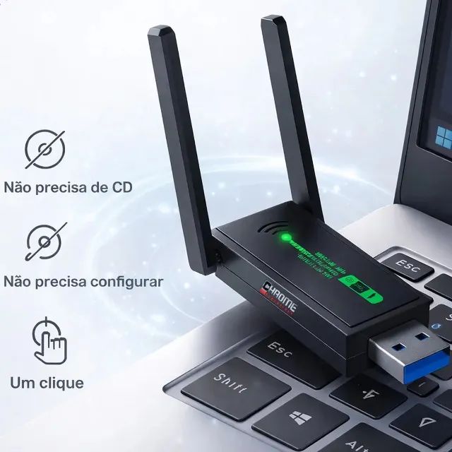 Adaptador Wi-Fi USB Dual Band Technology para e Notebook AC 1300 MBPS