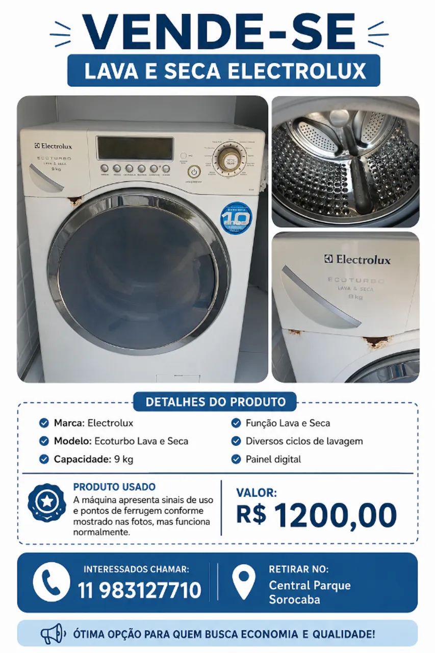 Lava e Seca 9kg Electrolux
