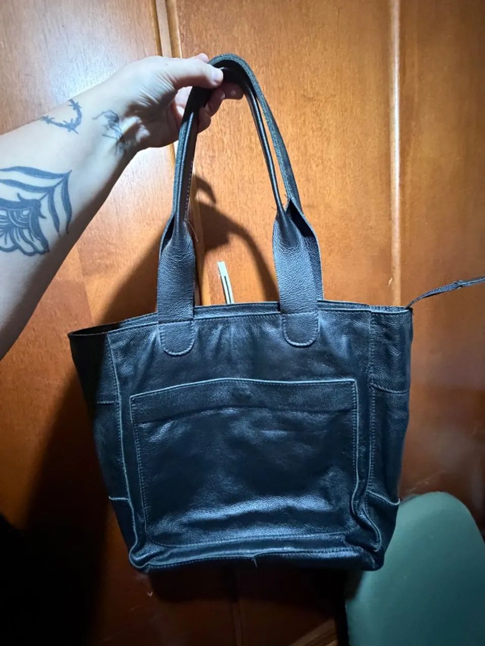 Bolsa de couro preta - Foto 2