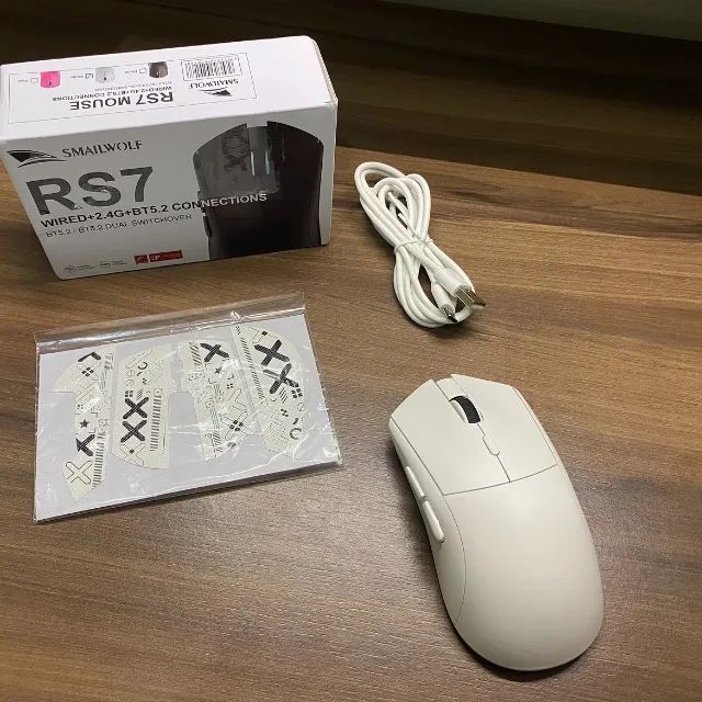 MOUSE GAMER SMAILWOLF RS7 BT WIRELESS SENSOR PAW3311 20000 DPI WHITE - Foto 2