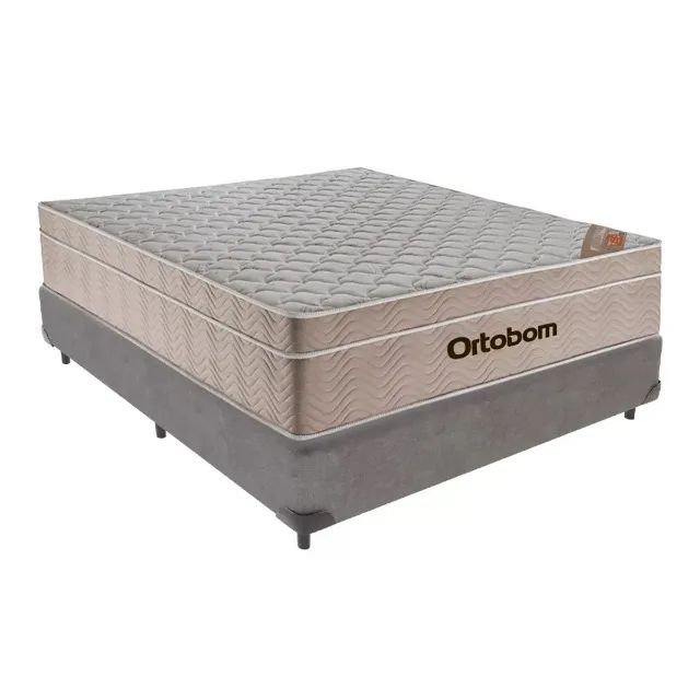 CCAMA BOX CORINO CINZA + COLCHÃO SPRINGPOCKET ORTOBOM  MOLAS ENSACADAS
