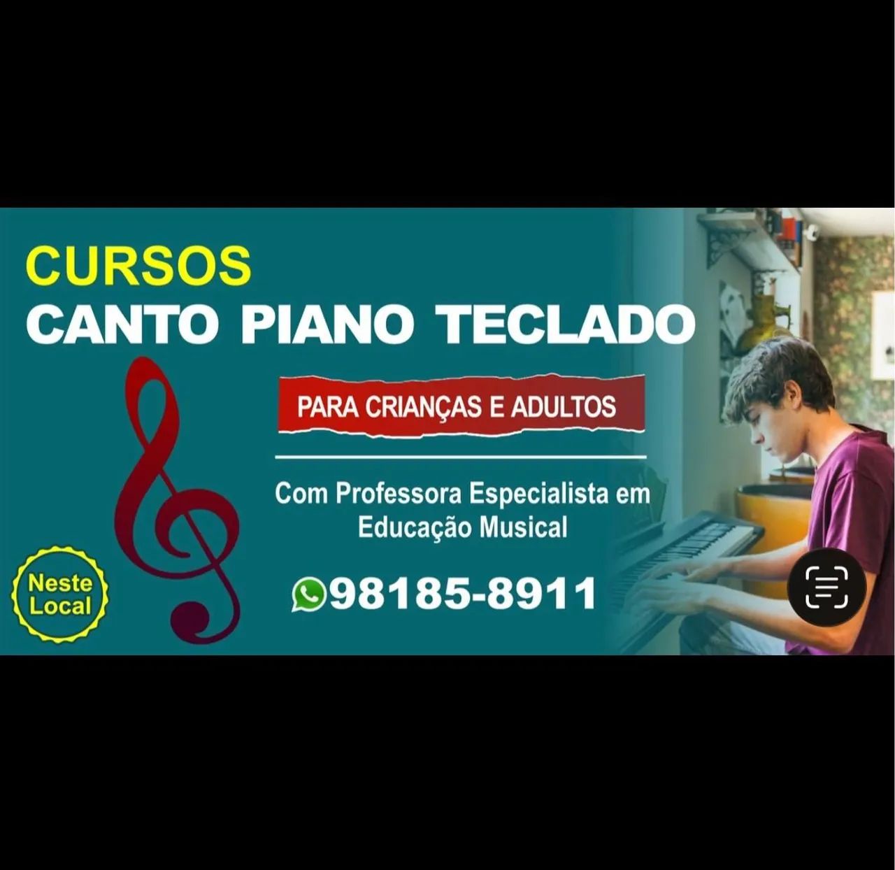 Aula de piano, canto, teclado