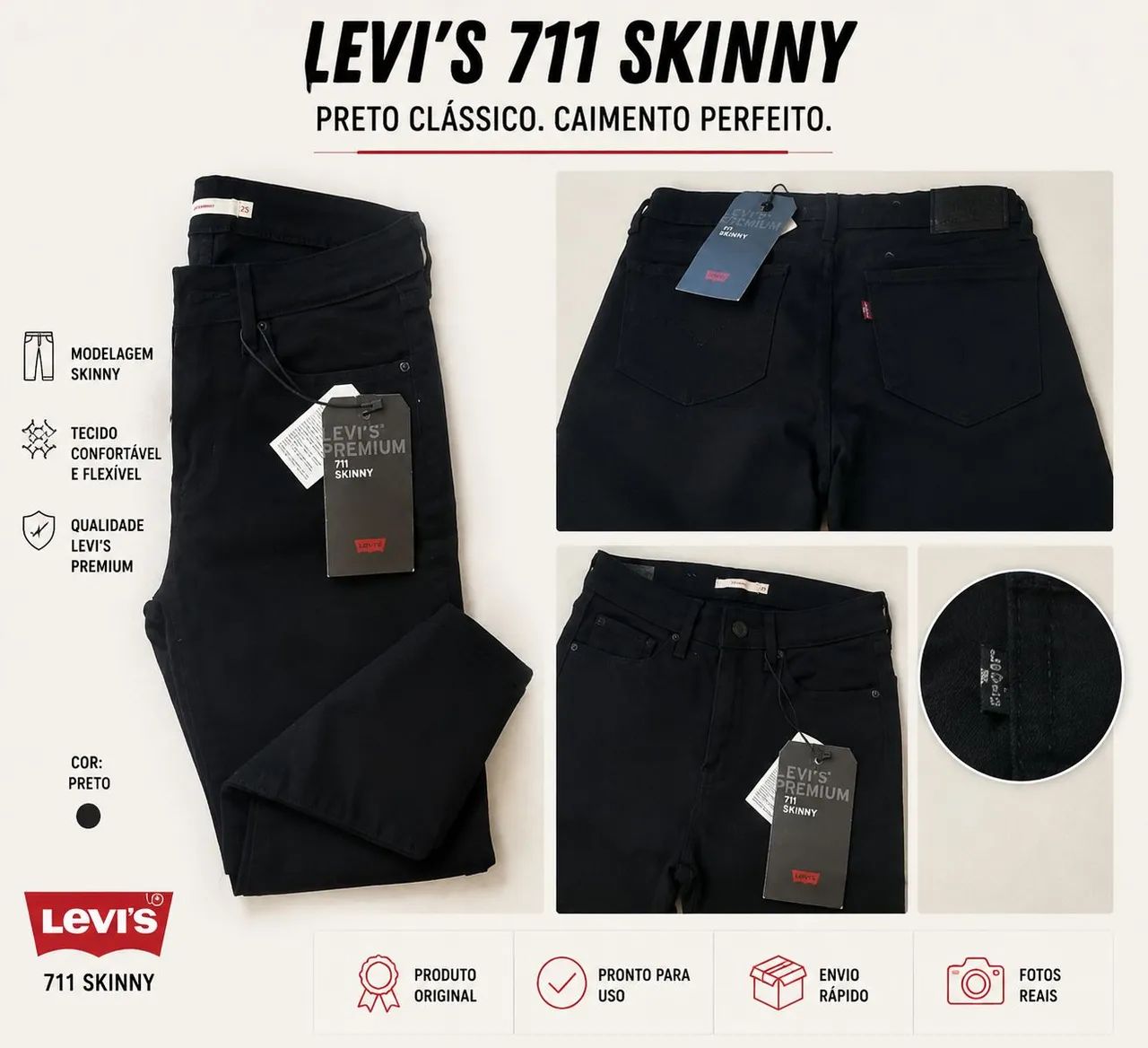 Calças Lewis skinny preta