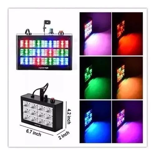 Kit 4 Strobo 12 Leds Rgb 15w Rítmico Bivolt Automático - Foto 3