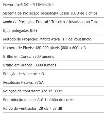 Projetor Epson PowerLite S41+ - Foto 5
