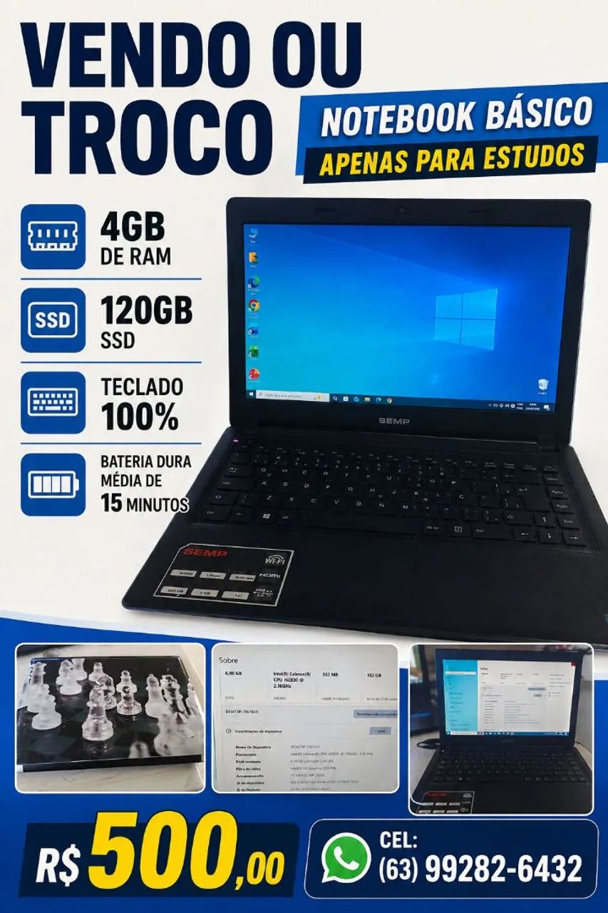 Vendo ou troco notebook por algo do meu interesse