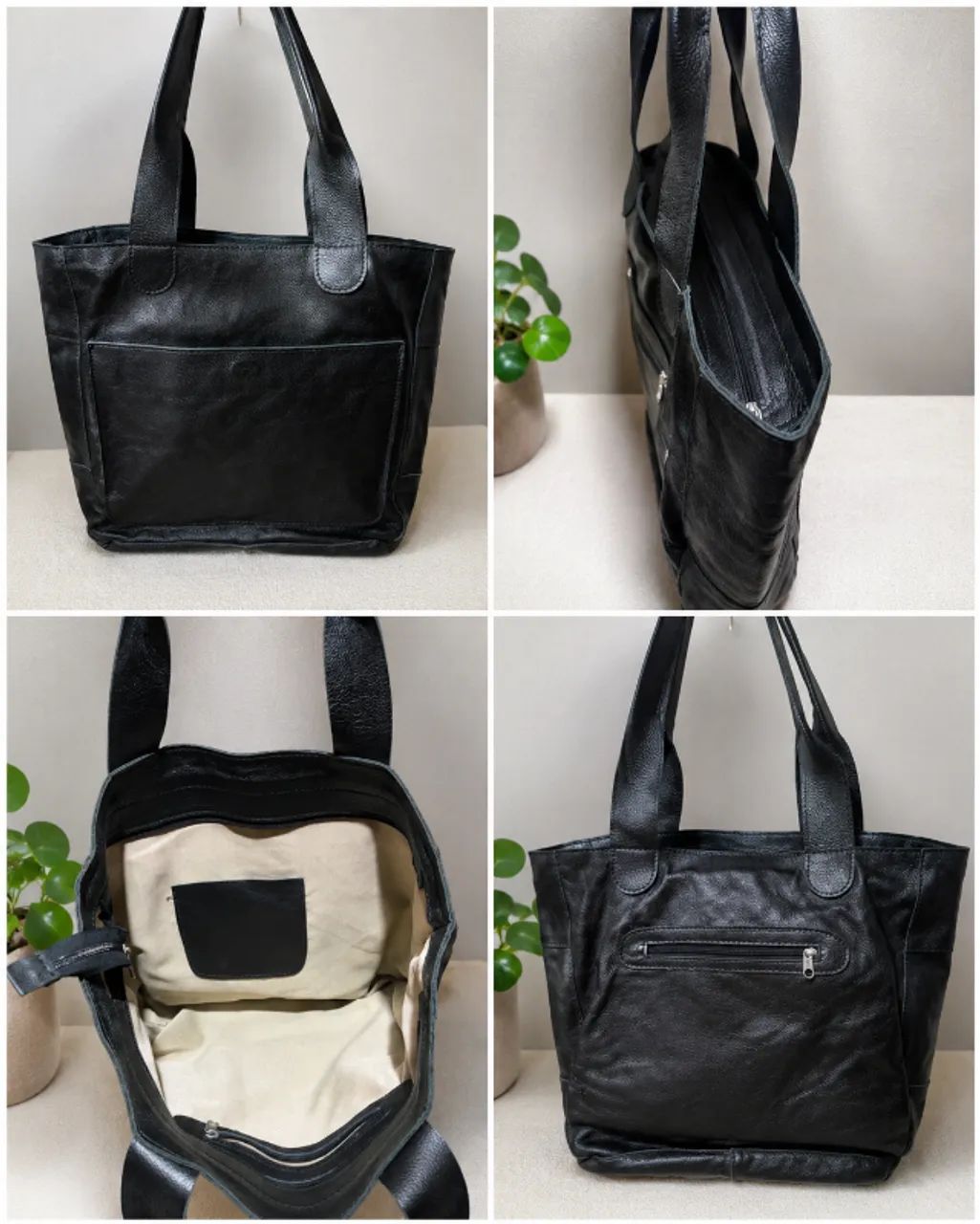 Bolsa de couro preta