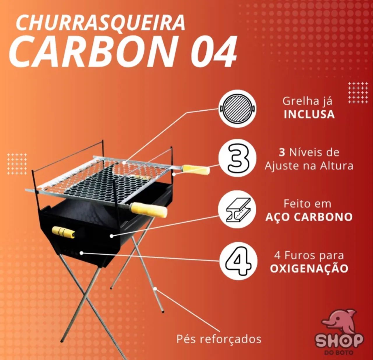 Churrasqueira de carvão grande em aço Carbono com grelha inclusa - Foto 2