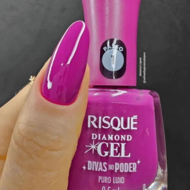 Kit com 2 esmaltes risqué diamond gel divas no poder puro luxo - Foto 3