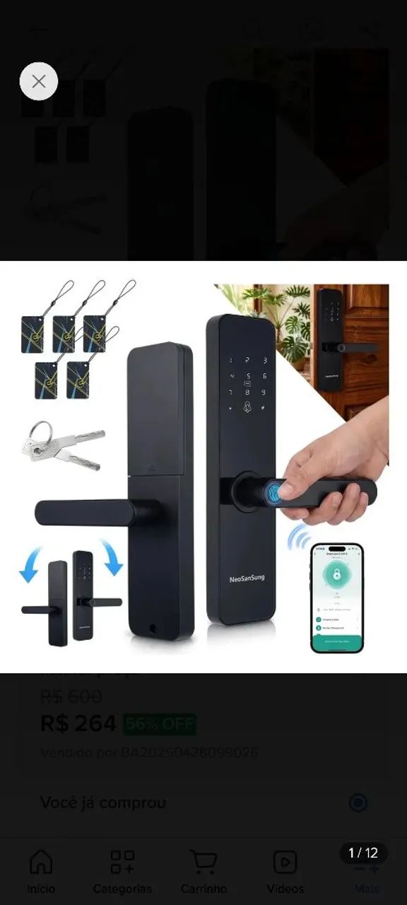 Fechadura eletrônica Tuya Bluetooth - ZigBee 