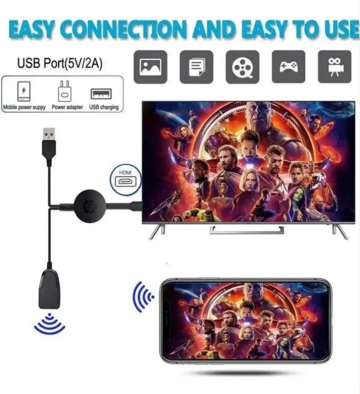 Dispositivo Chromecast HDMI para espelhamento de tela - Foto 4