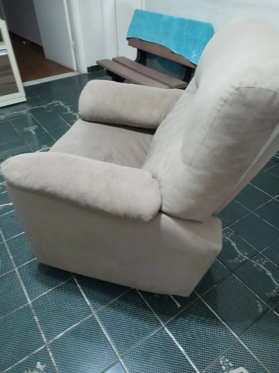 Cadeira do Papai, reclinável, Tecido Suede, Bom estado