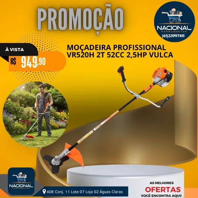 Roçadeira Profissional VR520H 2T 52CC 2,5HP VULCAN