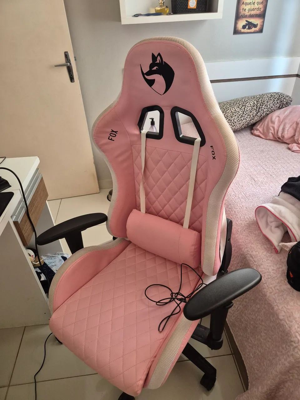 Cadeira gamer rosa com led - Foto 3