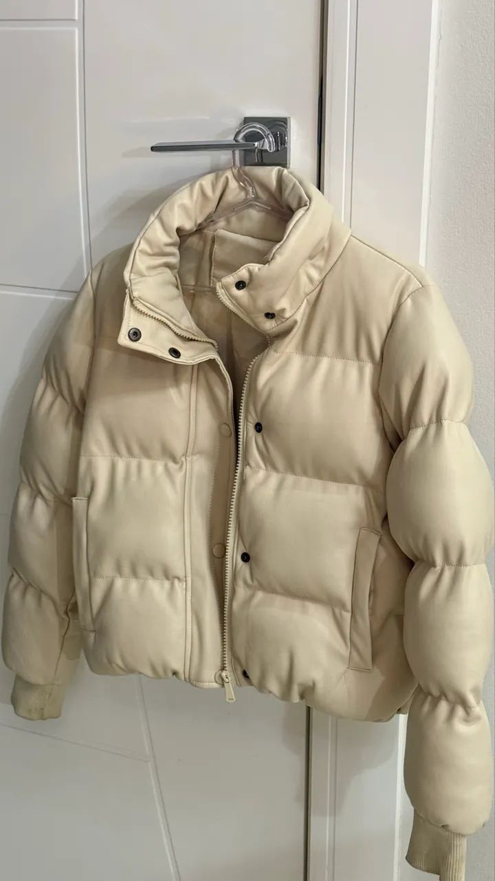 Jaqueta Puffer Bege P | Nova (Usada 1 Vez) - Foto 4