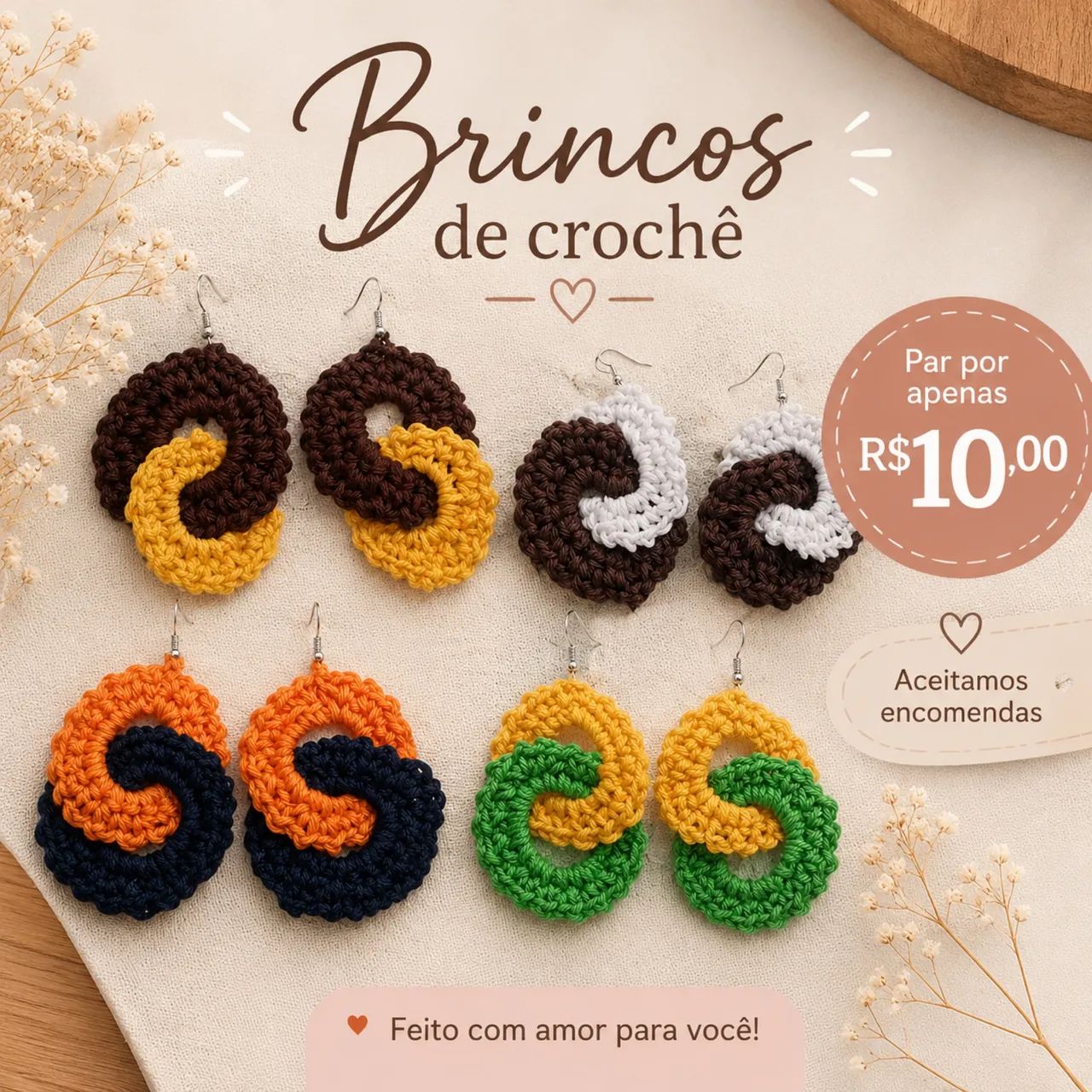 Brincos de crochê 