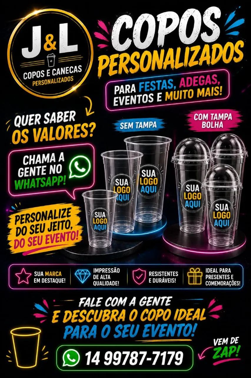 Vendas de copos e canecas personalizadas 