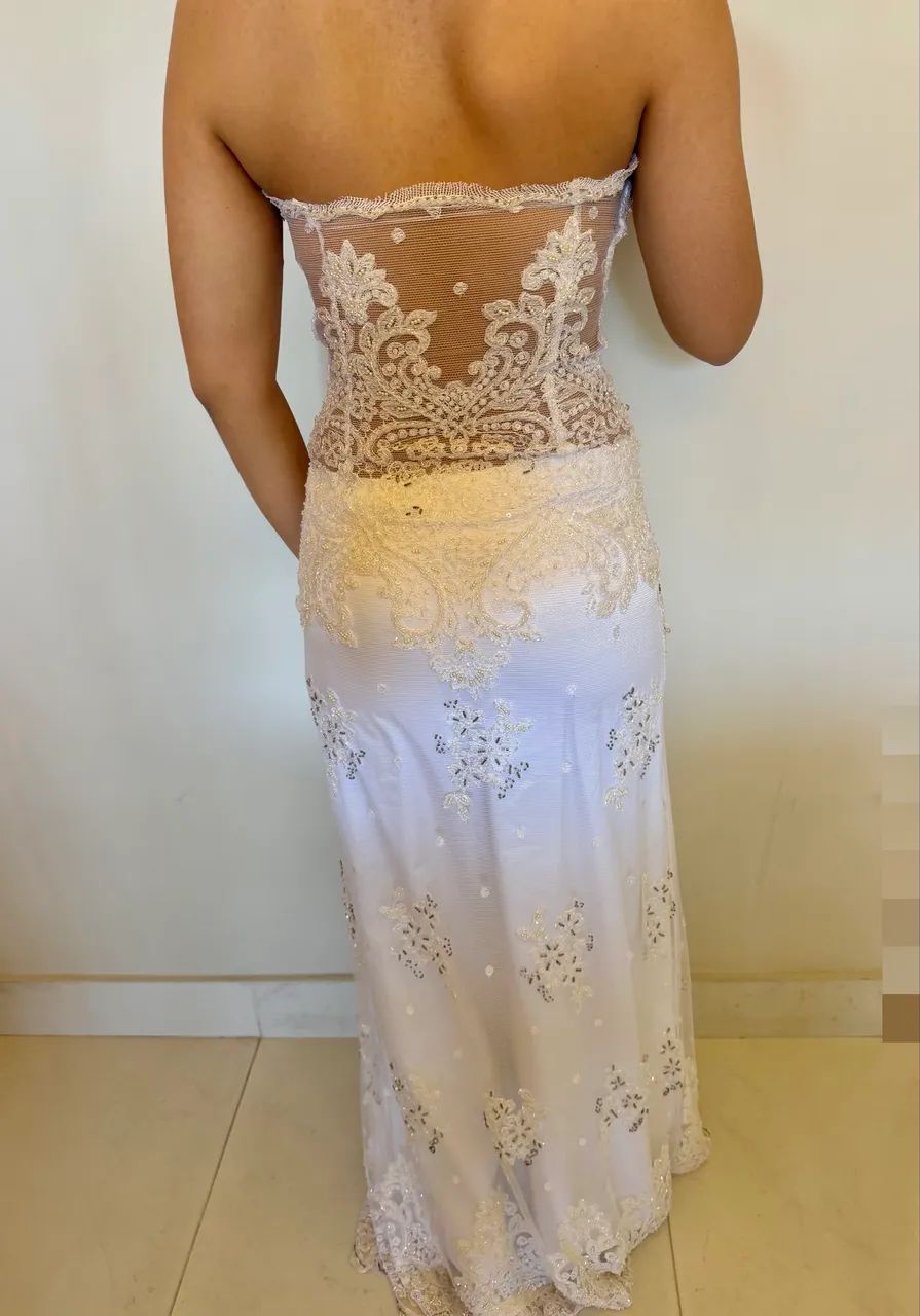 Vestido de Noiva bordado e com renda - Foto 3