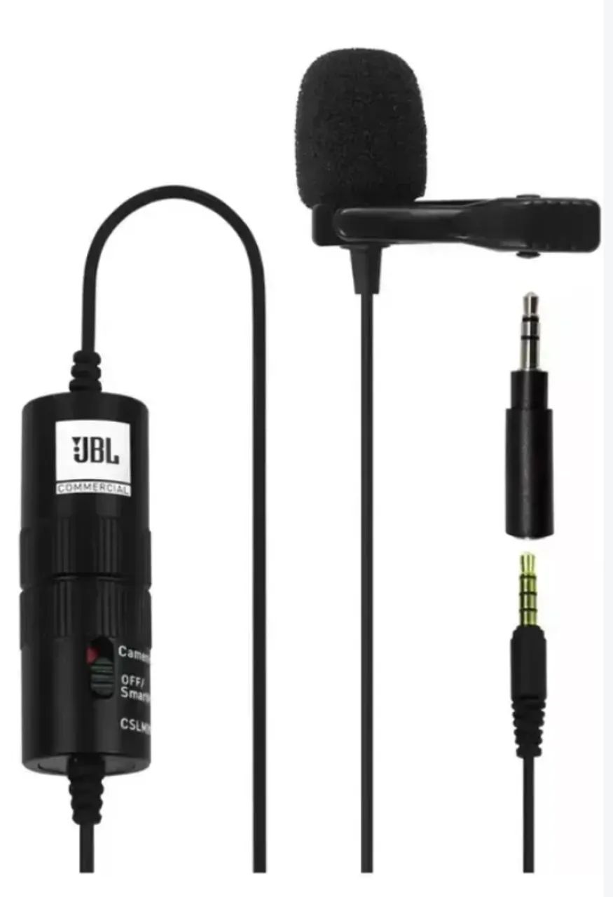 Microfone De Lapela Jbl Cslm20b para Celular Câmera Dslr Tablet