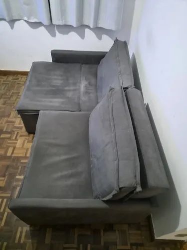sofá cama Modelo Tunisia Suede - cor grafite 4 lugares - Foto 4