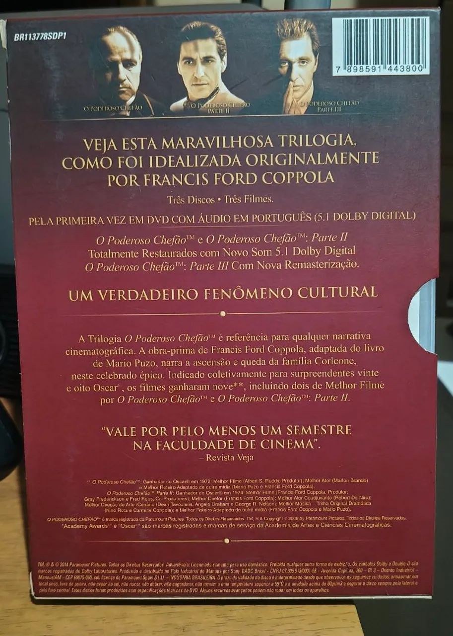 DVD TRILOGIA O PODEROSO CHEFÃO, R$ 90 - Foto 4