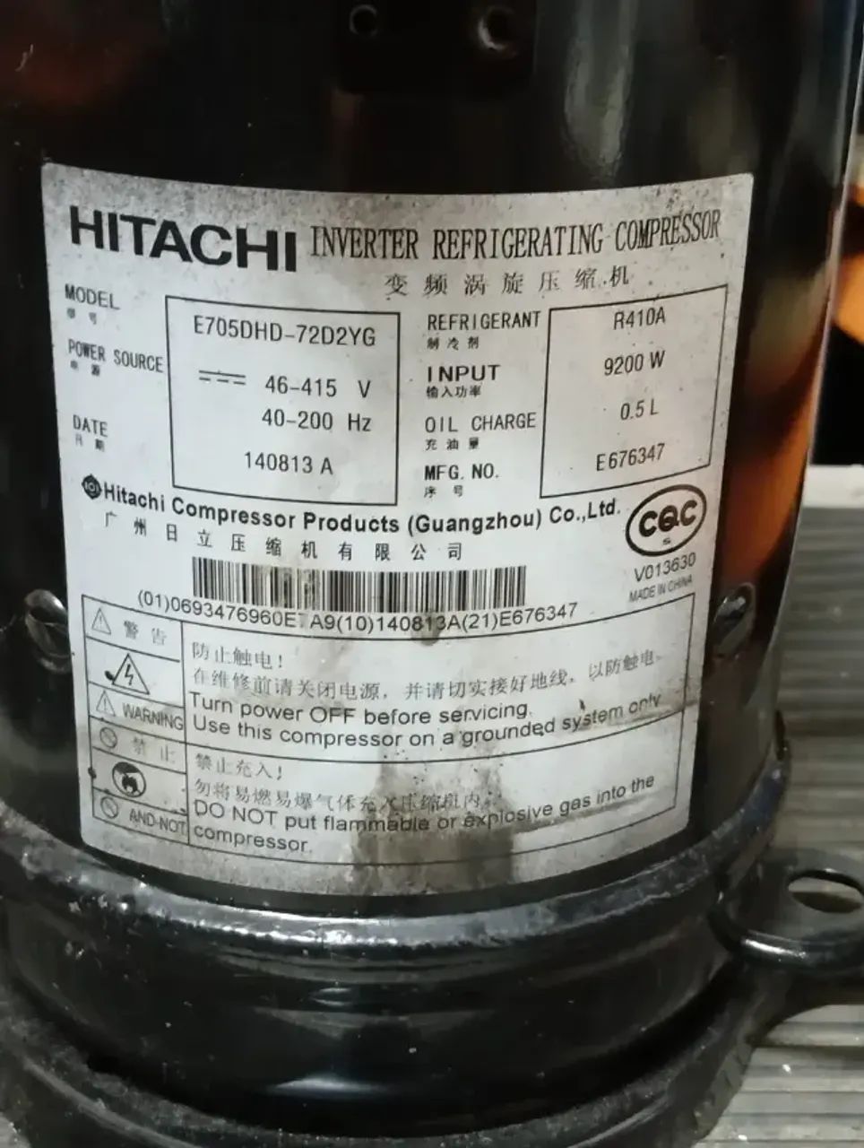 Compressor Hitachi Modelo E705DHD-72D2YG R410A 380V - Foto 2