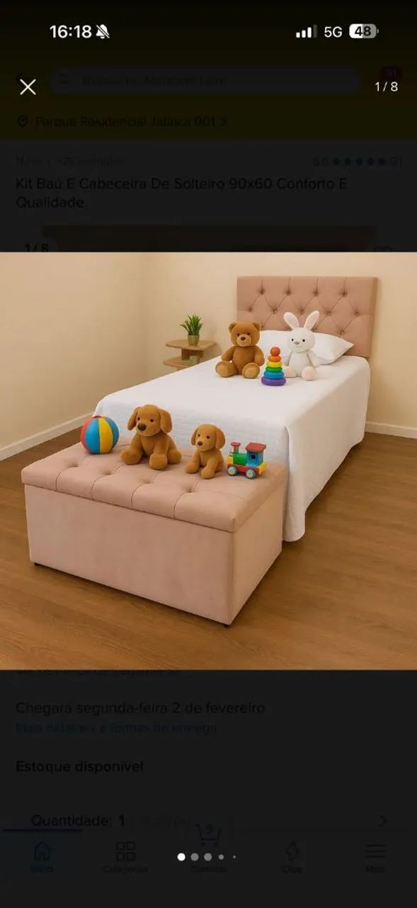 Conjunto de cabeceira infantil e bau