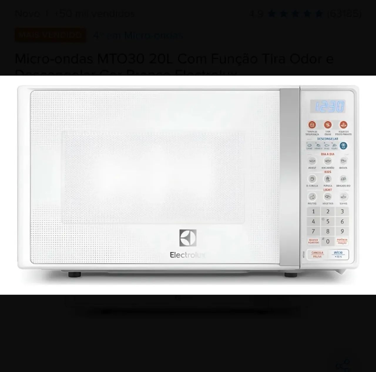 Microondas Electrolux 20l novo 