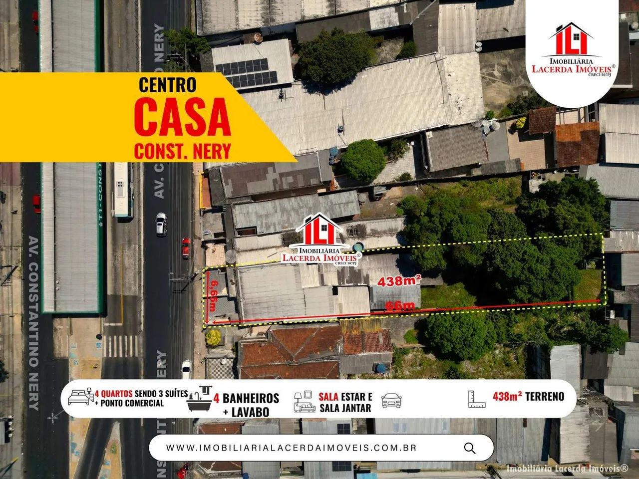 Casa na Av. Constantino Nery, 6,65x66= 438m², Terreno na Constantino Nery, TEM REGISTRO