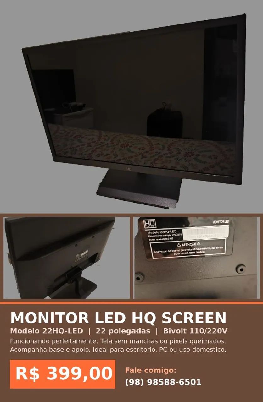 Monitor HQ simplesmente sem uso 