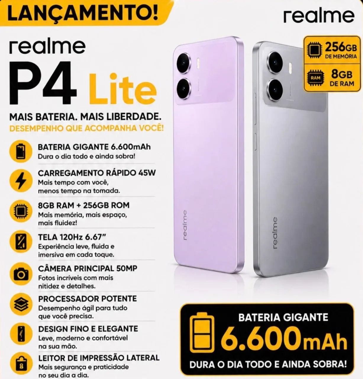 Realme p4 lite 256 go