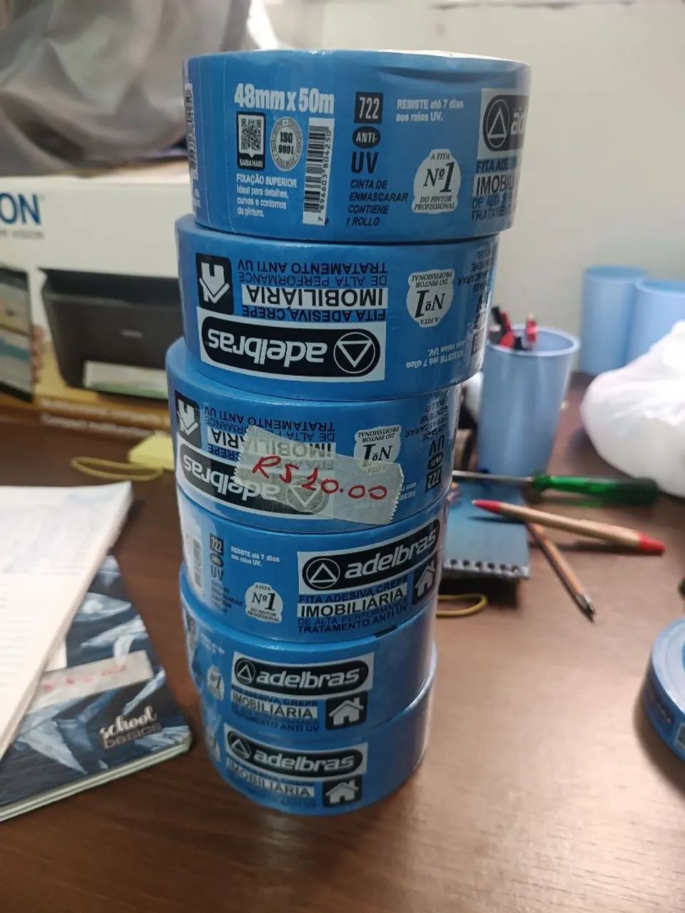 Fita Crepe Adelbras imobiliária azul 48mmx50m