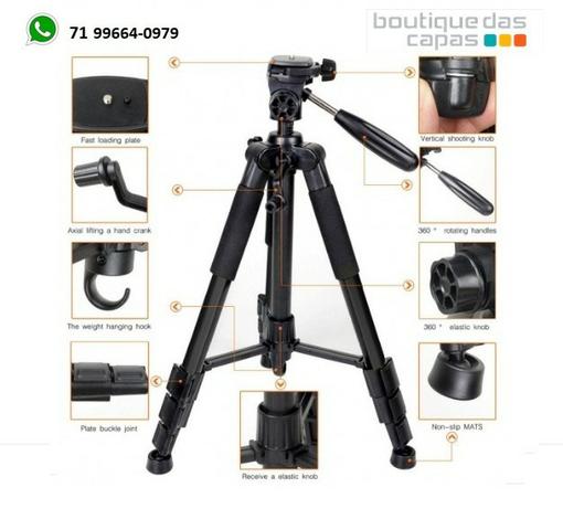 Tripe de aluminio preto para camera e celular até 1,50M - BJ-1200 - Foto 2