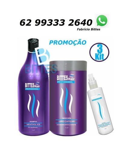 3 Kit Lipo Capilar Bittes Hair Menthol Ice Desemborrachante Cabelos Macios Brilhosos