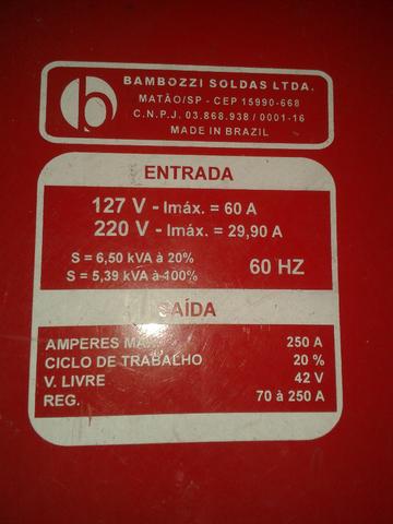 Maquina de solda, 250A, Bivolt, Bambozzi estado de nova!!!!!! - Foto 5
