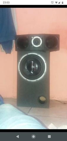 Som automotivo sub Pioneer módulo 1500 wt roadstar e trio cornetas e
