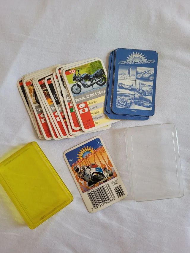 Jogo de Carta Super Trunfo Velocidade Máxima e Motos Famosa Antigo