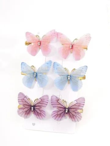 Prendedor de Cabelo Borboleta - Kit com 6pcs - Enfeite Arranjo de Cabelo Daminha - Foto 2