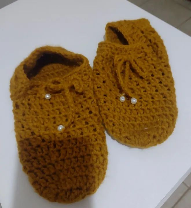 Pantupa, de crochê - marrom veste 35 até 38 - Foto 4