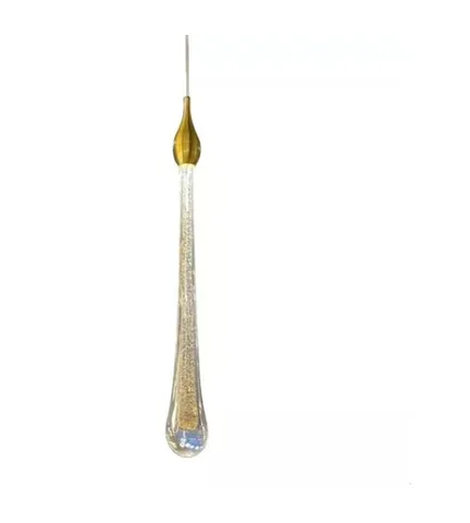 Pendente Luminária Gota Cristal Bolhas Dourado Led Integrado