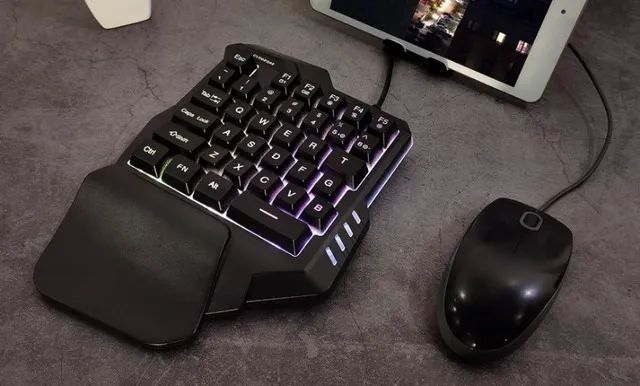 Teclado Gamer Pro Semi Mecanico Single Hand Uma Mao LED RGB - Foto 3