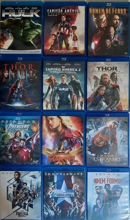 Coleção Completa de Filmes Marvel - Blu-Ray originais Fase 1, 2 e 3