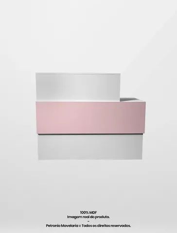 Balcão de recepção reto simples com frente rosa - Foto 3