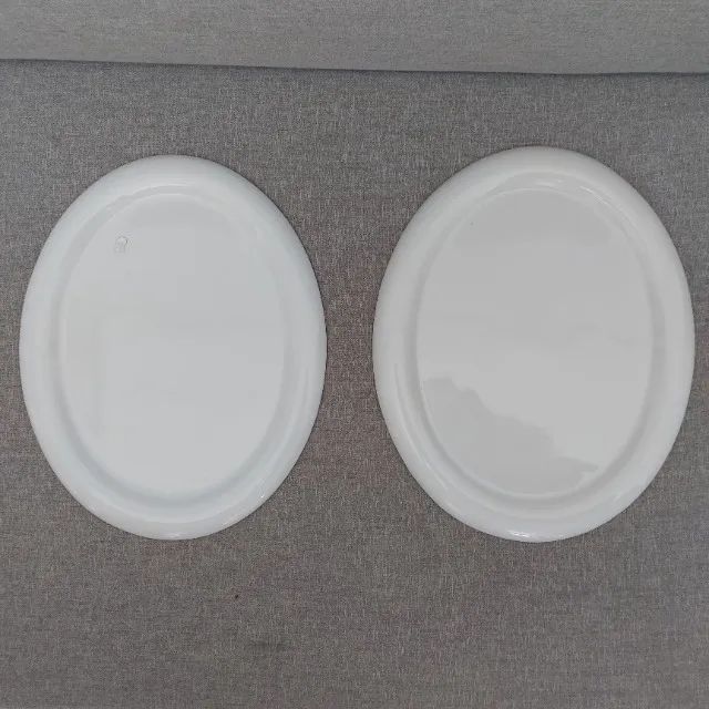 NOVAS | Placa Oval Porcelana Branca Artesanato Bandeja 25cm - Kit 2un. - Foto 2
